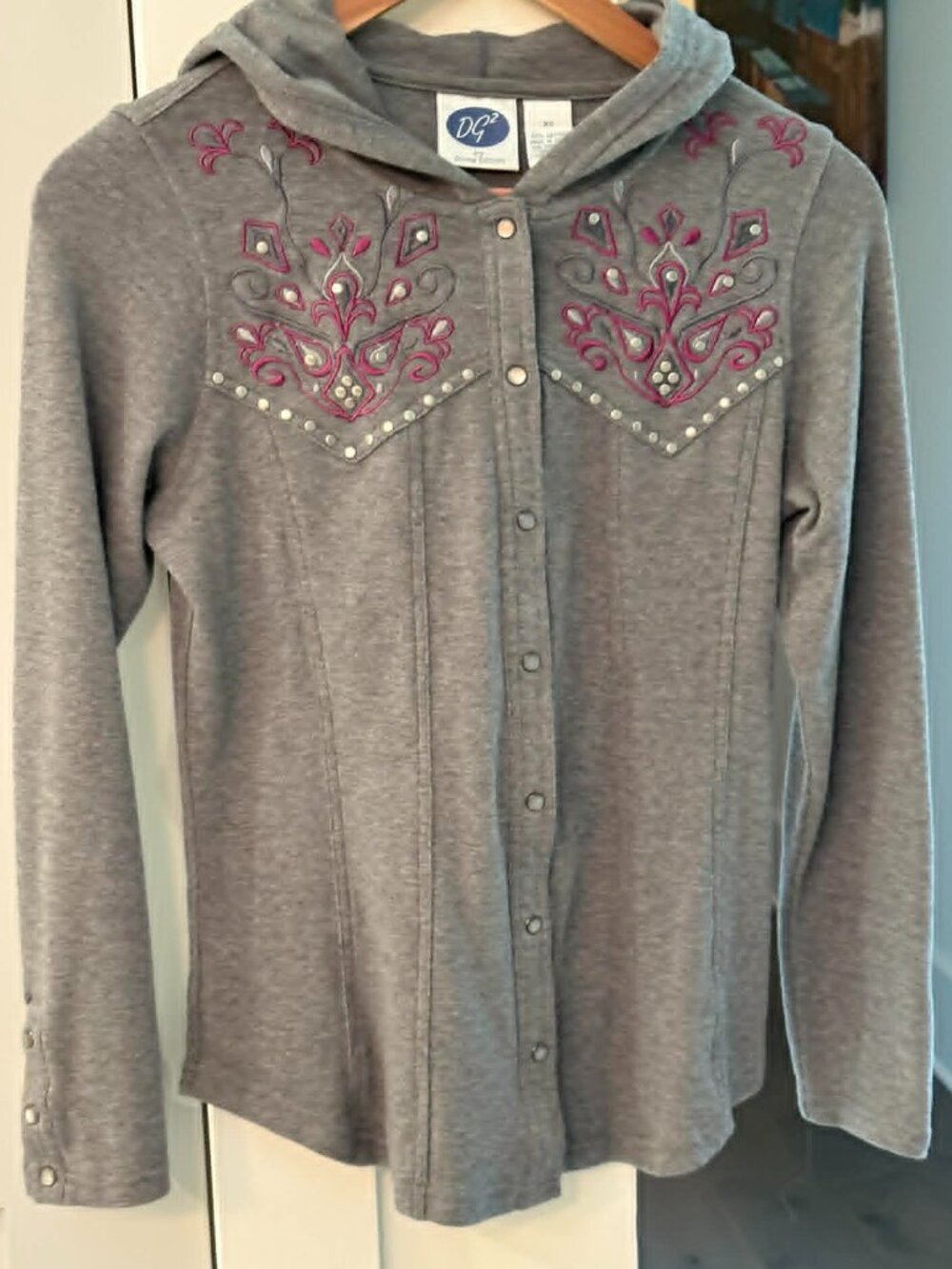 Diane Gilman DG2 Embroidered Grey Hoodie – Size XS